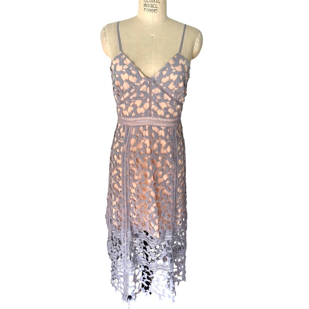 Elliatt x Love India Celane Bella Midi Dress in Blue Floral Lace Medium